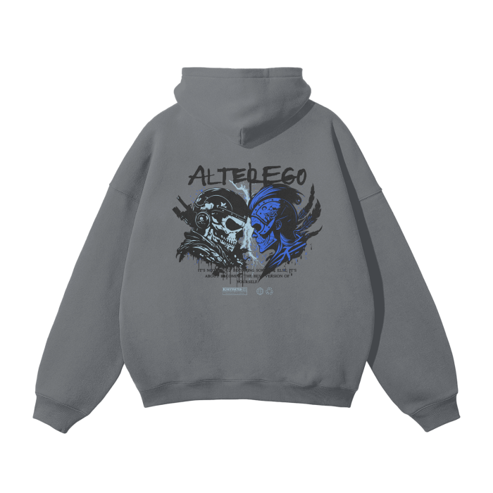 Alter Ego Blue Oversized Premium Hoodie Fleece Hoodie