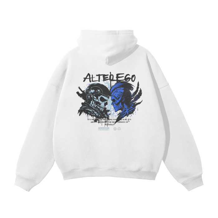 Alter Ego Blue Oversized Premium Hoodie Fleece Hoodie