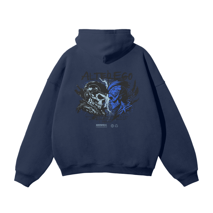 Alter Ego Blue Oversized Premium Hoodie Fleece Hoodie