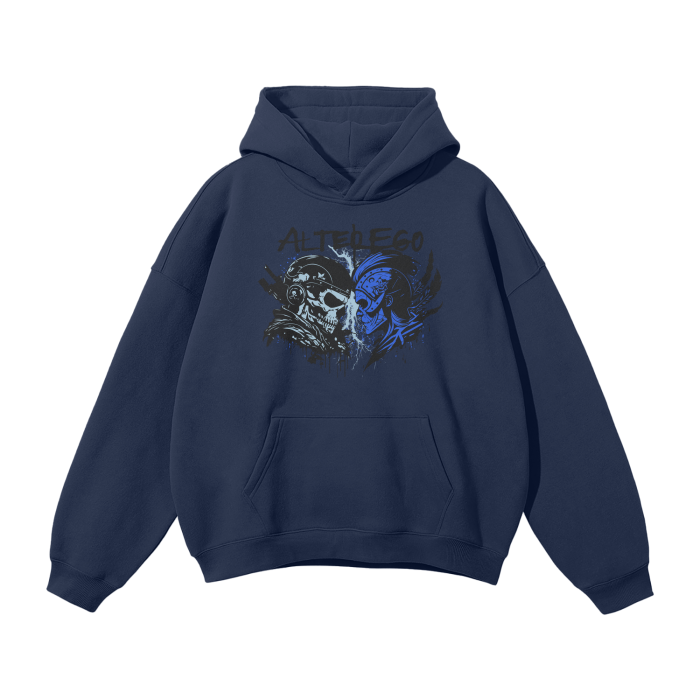 Alter Ego Blue Oversized Premium Hoodie Fleece Hoodie