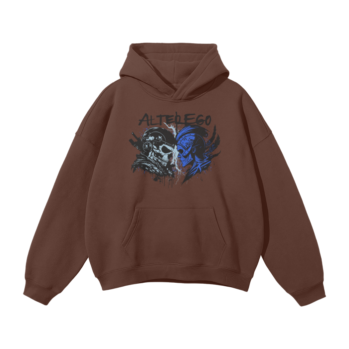 Alter Ego Blue Oversized Premium Hoodie Fleece Hoodie