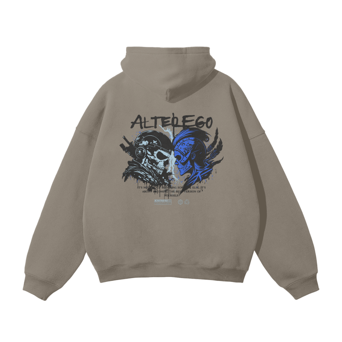 Alter Ego Blue Oversized Premium Hoodie Fleece Hoodie