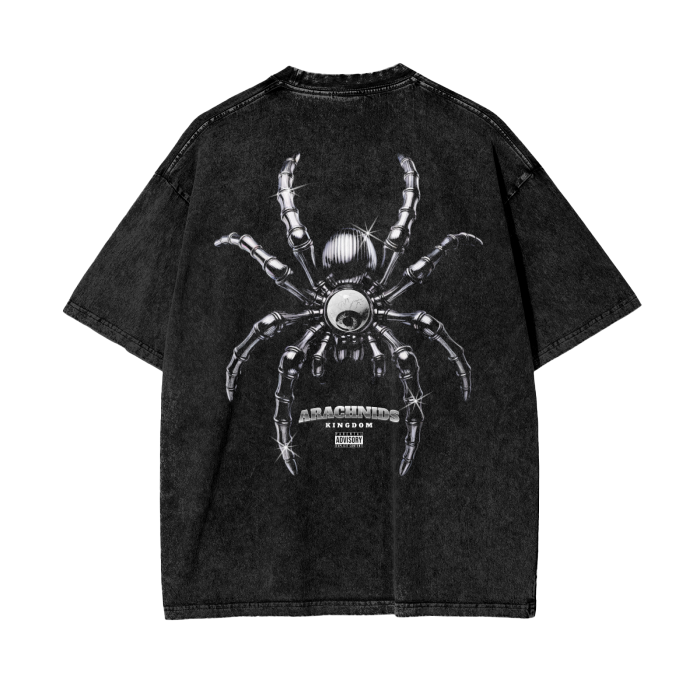 Arachnids Kingdom Acid Wash Oversize T-Shirt