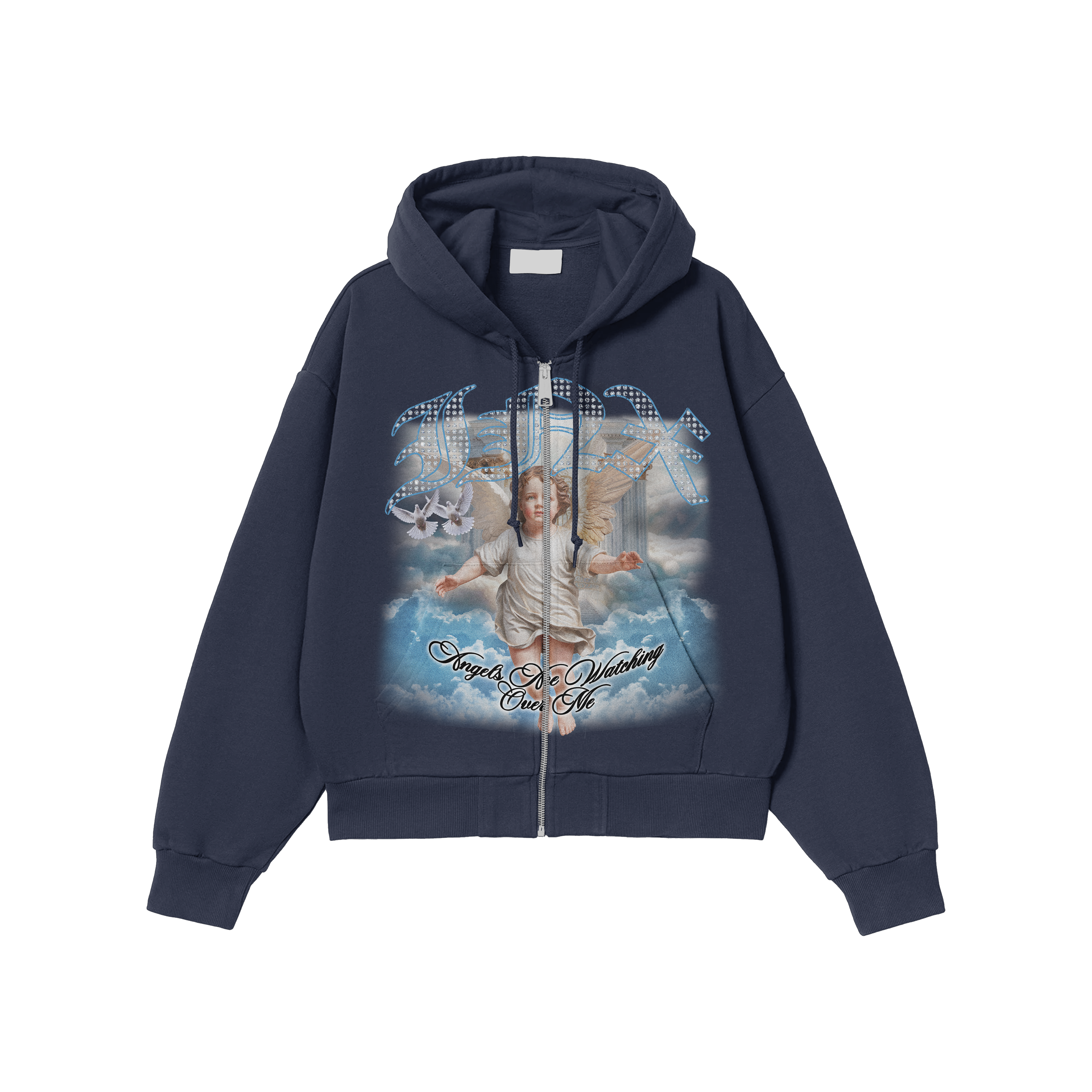 Angels Are Watching Oversized Zip Up Hoodie