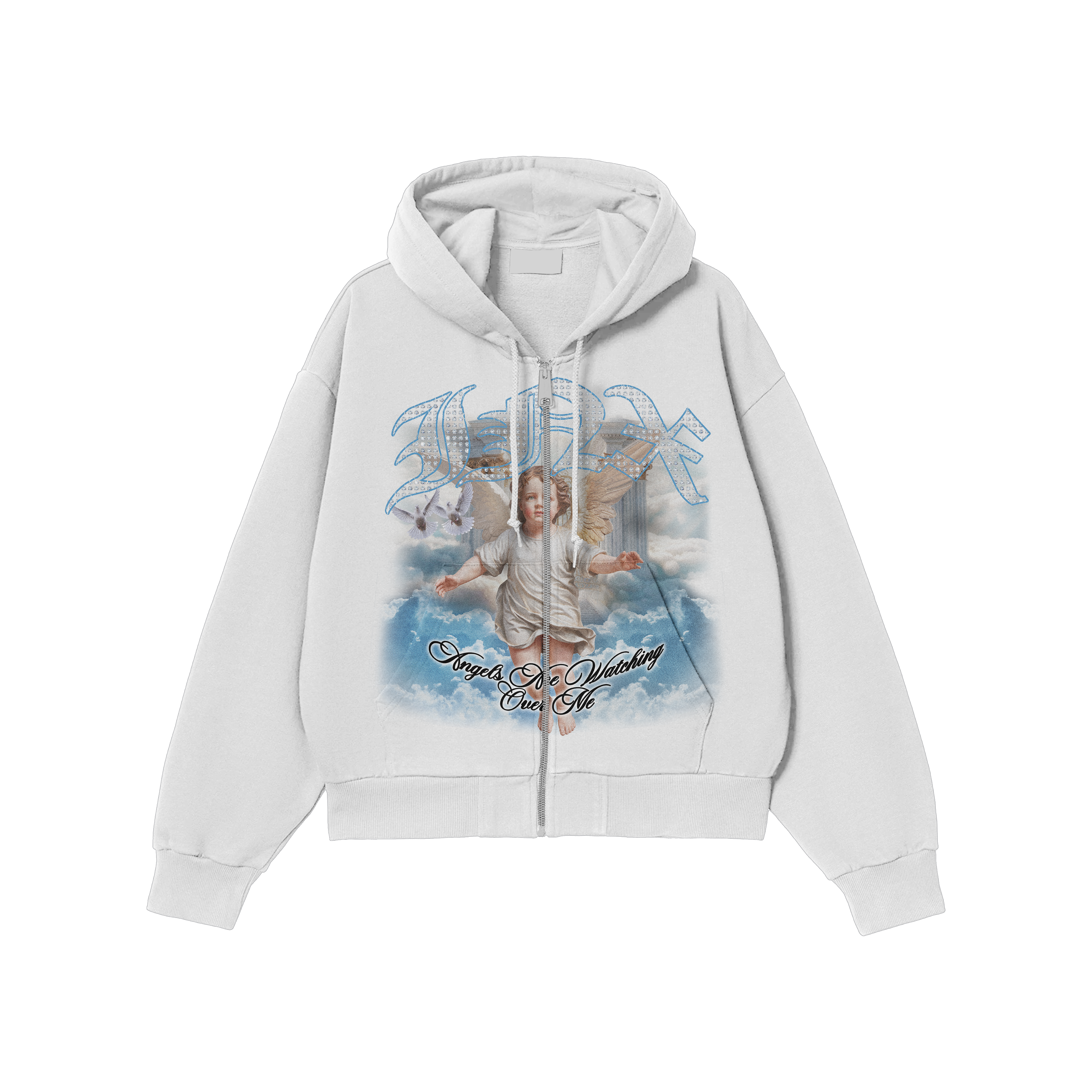 Angels Are Watching Oversized Zip Up Hoodie