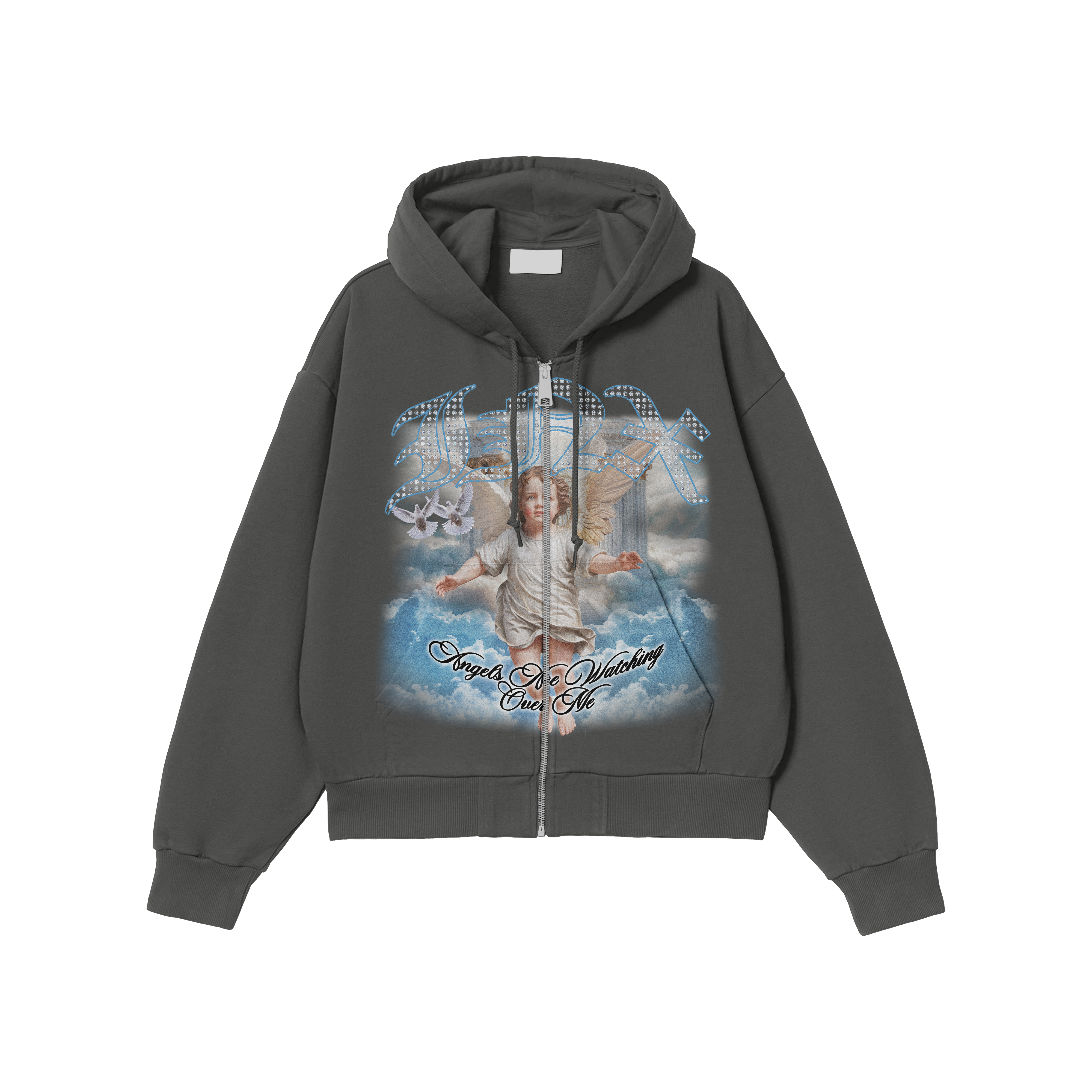 Angels Are Watching Oversized Zip Up Hoodie