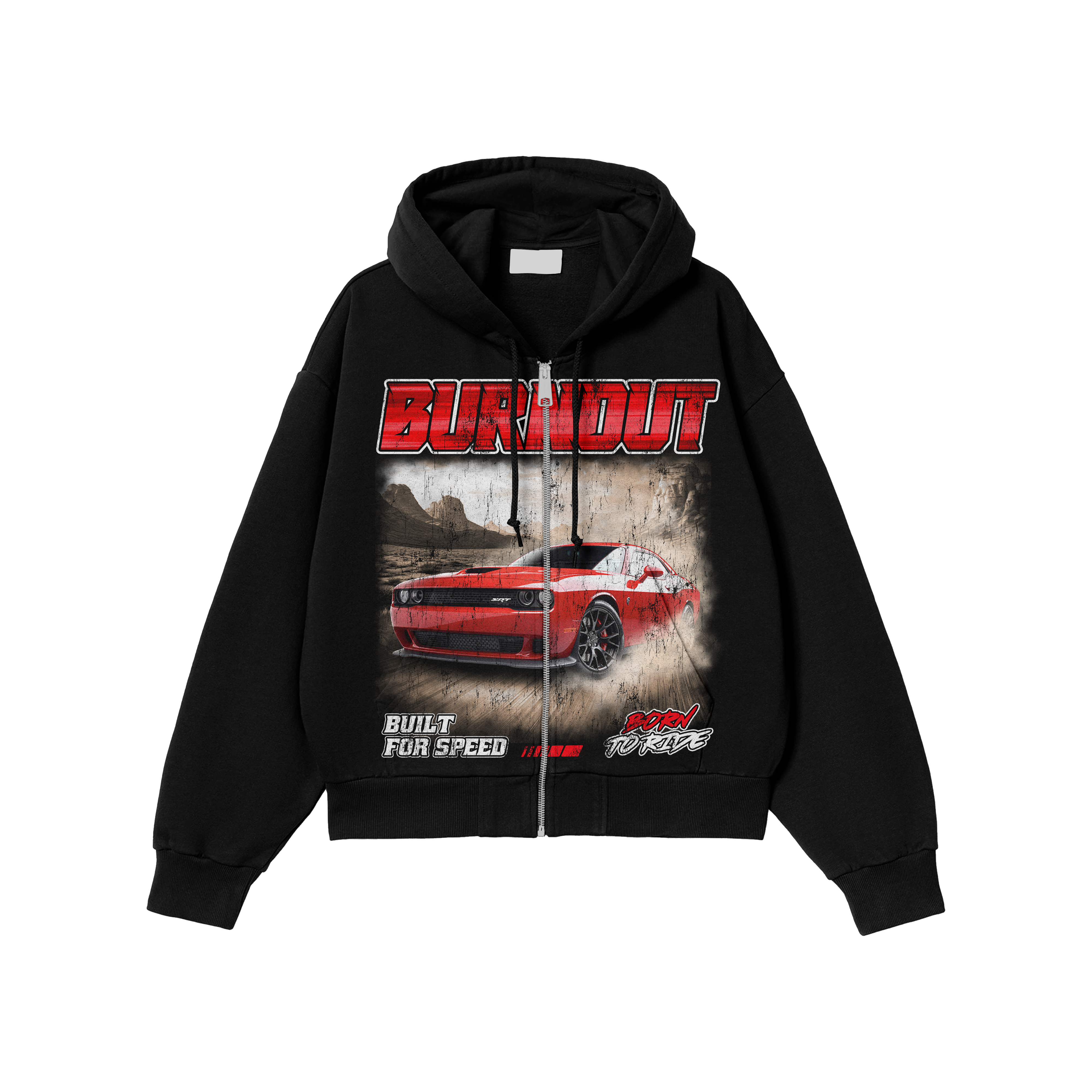 Burnout Oversized Zip Up Hoodie
