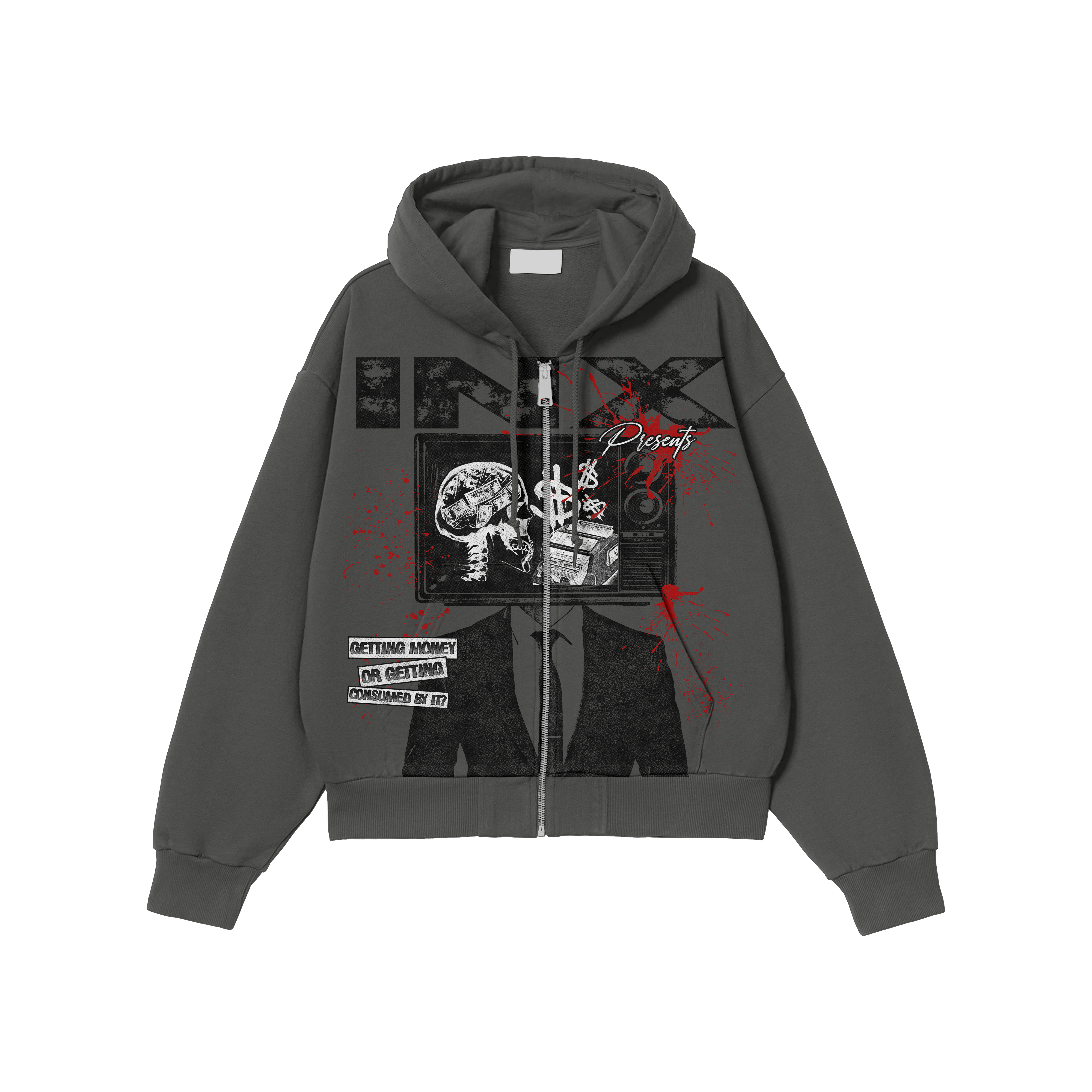 Getting Money Oversized Zip Up Hoodie