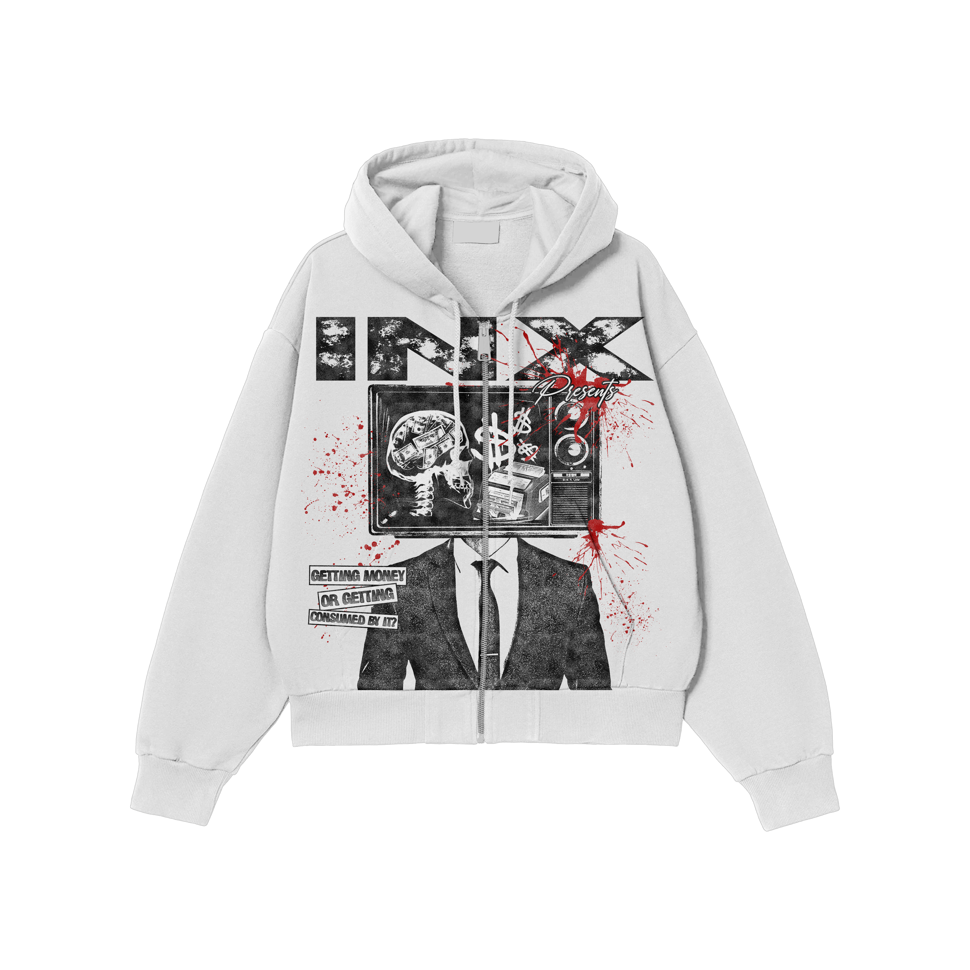 Getting Money Oversized Zip Up Hoodie