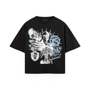 Skeleton Stick Up Blue Oversized T-Shirt