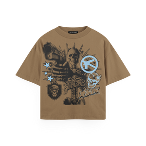 Skeleton Stick Up Blue Oversized T-Shirt
