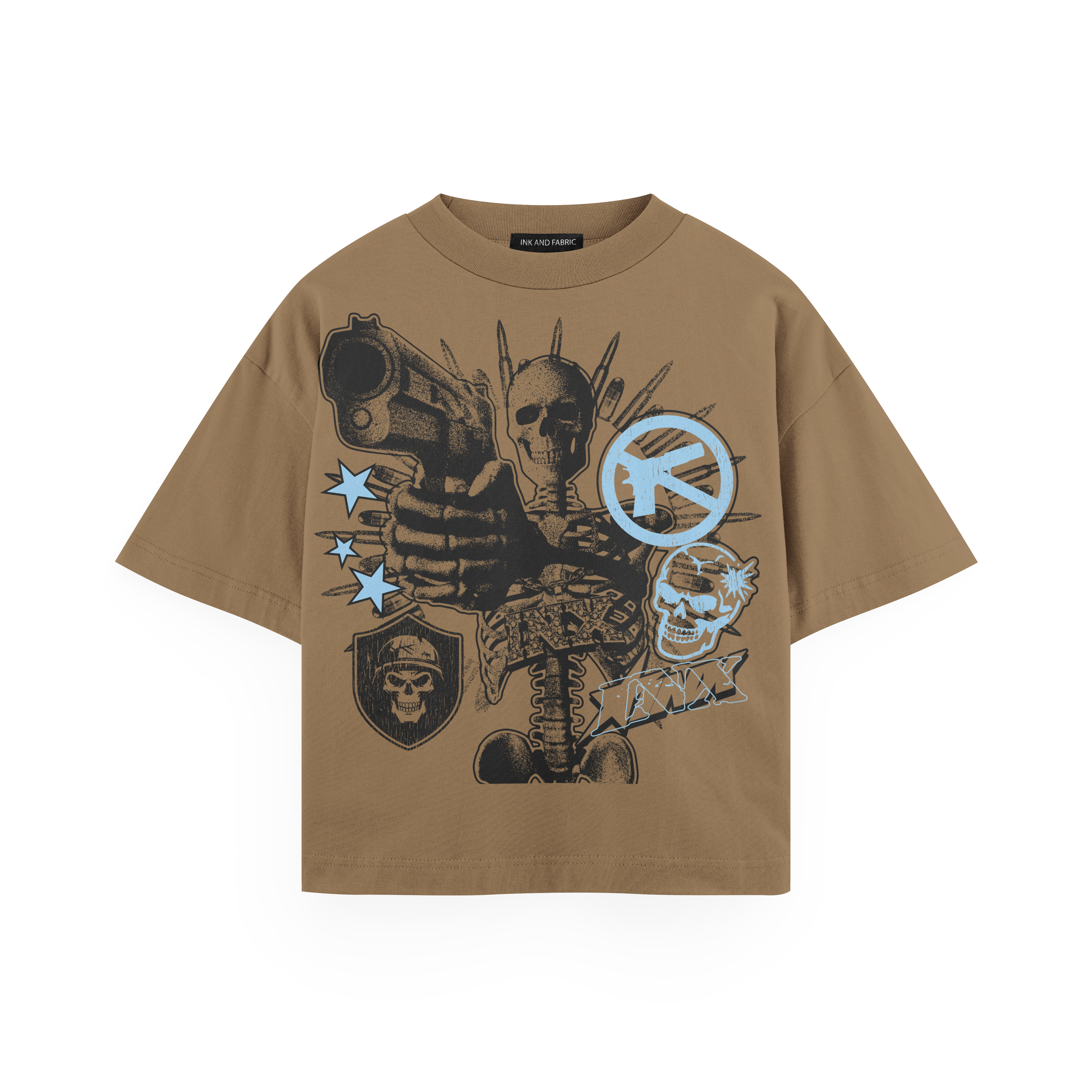 Skeleton Stick Up Blue Oversized T-Shirt