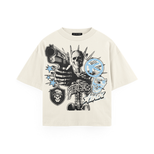Skeleton Stick Up Blue Oversized T-Shirt