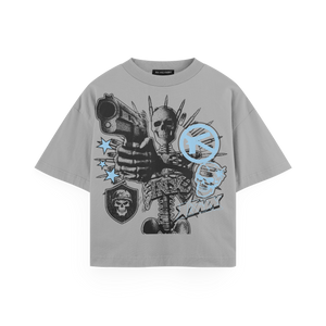 Skeleton Stick Up Blue Oversized T-Shirt