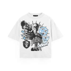 Skeleton Stick Up Blue Oversized T-Shirt
